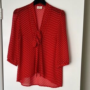 Pins & Needles ♥️ Red Blouse with Bow Accent Sz M
